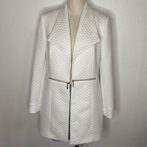 Nipon Boutique White Quilted Open Blazer Jacket